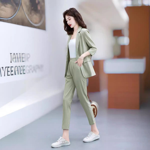 西裝外套女春夏季新款時尚氣質胖mm職業裝休閒網紅西服套裝8019