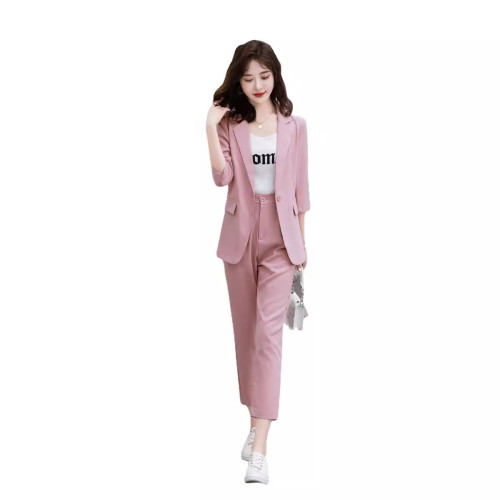西裝外套女春夏季新款時尚氣質胖mm職業裝休閒網紅西服套裝8019
