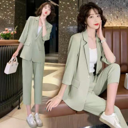 西裝外套女夏季新款時尚氣質胖mm職業裝休閒網紅西服套裝8019
