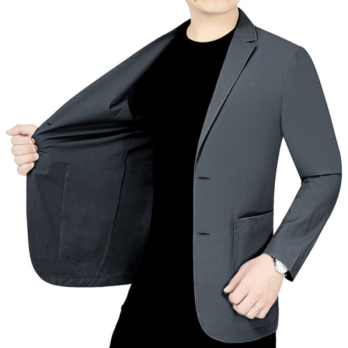 夏季薄款彈力防曬服中青年休閒西服男免燙單件上衣爸爸裝西裝外套