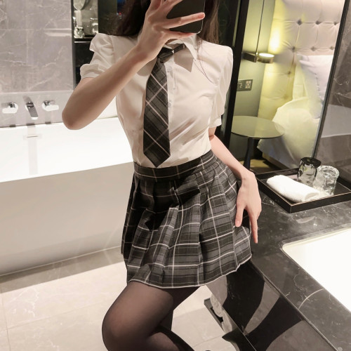 情趣內衣學院風jk收腰制服襯衫女秋季甜辣純欲修身百搭短袖襯衣