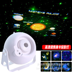 新款可調焦換卡旋轉投影燈 LED舞台燈 銀河圖案星空燈鐳射激光燈