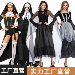 2023年薄紗披肩吸血鬼女巫裝角色扮演萬聖節服裝舞台裝節日扮演服