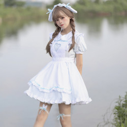 原創 跨境亞馬遜 超萌鏤空愛心兔女僕 洛麗塔COSPLAY演出服大碼