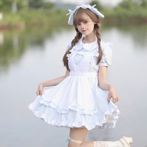 原創 跨境亞馬遜 超萌鏤空愛心兔女僕 洛麗塔COSPLAY演出服大碼