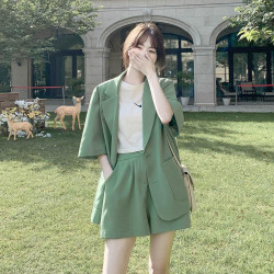 時尚小西裝套裝女士薄款2025夏季新款韓版休閒西服外套短褲兩件套