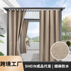 亞馬遜細麻防水窗簾戶外陽台防曬遮光成品窗簾布外貿防雨窗簾廠家