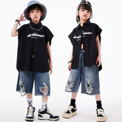 兒童街舞演出服男童嘻哈套裝女童爵士舞服裝酷帥hiphop炸街表演服