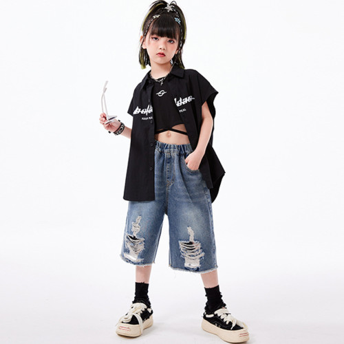 兒童街舞演出服男童嘻哈套裝女童爵士舞服裝酷帥hiphop炸街表演服