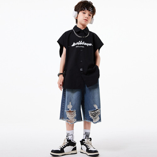 兒童街舞演出服男童嘻哈套裝女童爵士舞服裝酷帥hiphop炸街表演服