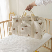 韓國短途旅行大容量手提旅行包輕便收納波士頓刺綉媽咪單肩斜後後背包