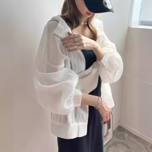 噹天髮，七色時尚輕薄連帽防曬衣服女夏季防紫外線遮陽防曬衫