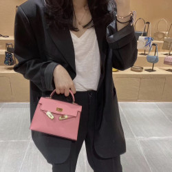 2025新款真皮二代凱莉包mini包迷你手提包百搭時尚單肩斜挎女小包