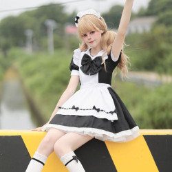 日系甜美可愛粉白女僕裝cosplay洛麗塔lolita二次元軟妹女傭制服