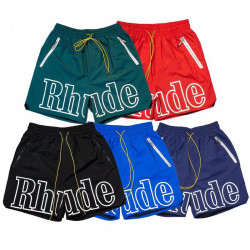 跨境歐美潮牌RHUDE字母3M反光休閒運動短褲男女美式高街沙灘褲子