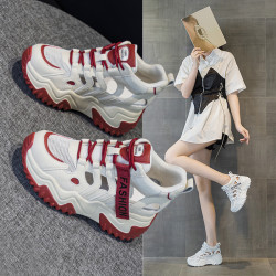 2023-99內增高7CM真皮老爹鞋女 2025春季新款百搭韓版厚底松糕休