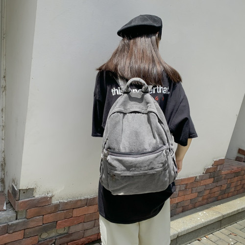 書包女ins風 日系睿營慵懶風水洗牛仔高中生後背包大學生帆布雙肩包