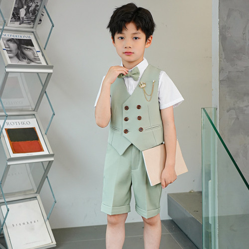 兒童西裝套裝男童帥氣英倫風花童禮服鋼琴演出服主持人小西服外套
