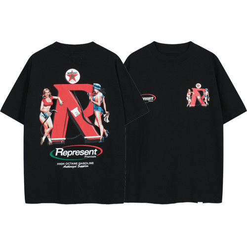 美式高街 REPRESENT 字母印花復古男女情侶圓領寬松短袖t恤潮