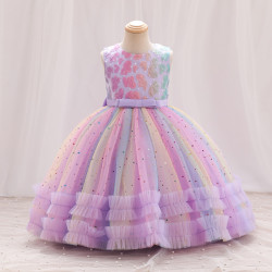 女童禮服裙高級走秀公主裙2025新款女寶蓬蓬網紗裙兒童生日周嵗裙