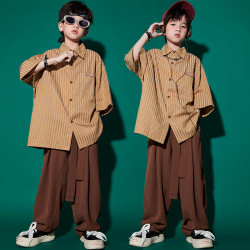 兒童街舞潮服hiphop童裝少兒嘻哈演出服男童套裝女童炸街爵士舞服