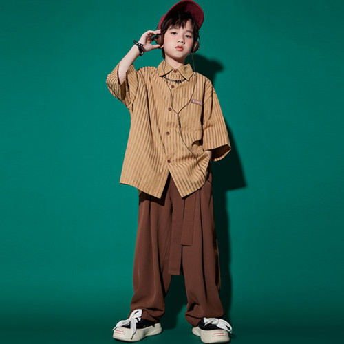 兒童街舞潮服hiphop童裝少兒嘻哈演出服男童套裝女童炸街爵士舞服