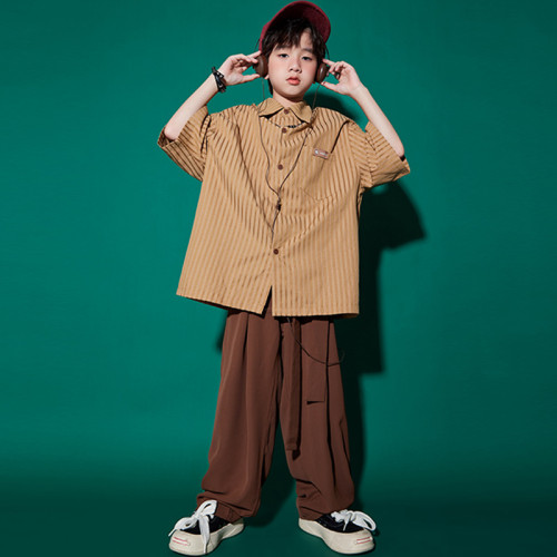 兒童街舞潮服hiphop童裝少兒嘻哈演出服男童套裝女童炸街爵士舞服