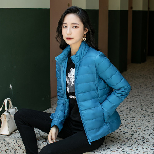 【歐美大碼】2024新款輕薄羽絨服女白鴨絨立領羽絨服女士短款外套