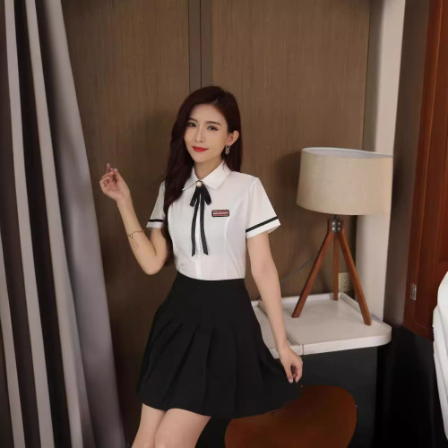 高級美容師工作服女夏季美容院酒店足療技師服足浴襯衫軟裙套裝