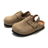 RUIZUSTOCK睿足秋冬兒童軟木涼鞋真皮男童沙灘拖鞋包頭女童磨砂皮