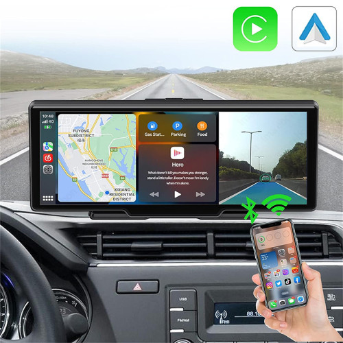 10.26寸行車記錄儀雙攝觸控螢幕carplay汽車導航儀車用無線CarPlay