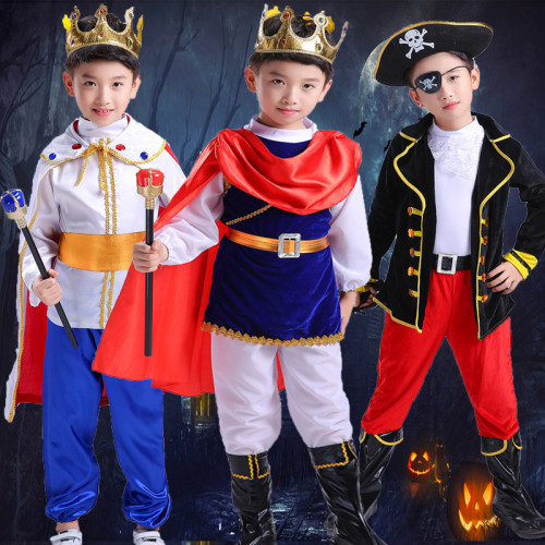 萬聖節兒童服裝男童cospaly海盜國王角色扮演王子衣服表演套裝