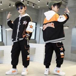 男童春秋套裝網紅棒球服外套運動童裝2025年新款男孩洋氣中大童