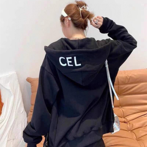 即墨衛衣潮牌春秋季 CEL簡約字母連帽衛衣休閒寬松情侶款拉鍊外套