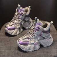 2026秋季新款老爹鞋厚底內增高8cm網紅同款休閒百搭時尚風系帶女