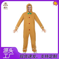 新款聖誕節薑餅人萬聖節成人服裝骷髏騎士cosplay薑餅人連體衣