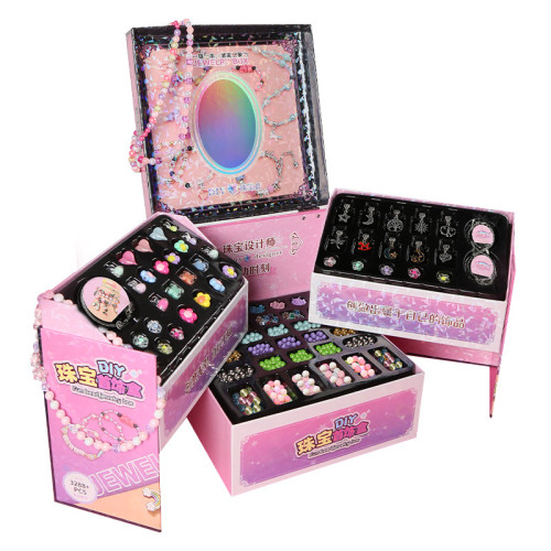 串珠diy配飾兒童髮飾項鍊手鏈飾品禮盒套裝女孩子生日禮物彩珠