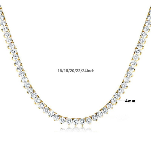 三爪網球項鍊2mm3mm4mm嘻哈銅鑲鋯石輕奢歐美潮批