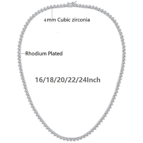三爪網球項鍊2mm3mm4mm嘻哈銅鑲鋯石輕奢歐美潮批