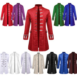 2025春秋新款西班牙中世紀服飾男士純色提花演出服外套服裝