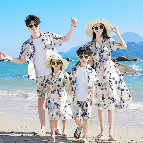 春夏新款三亞旅遊沙灘裙親子裝拍照海邊度假顯瘦波西米亞連衣裙