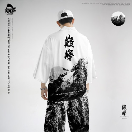 國潮道袍防曬服和服國風七分袖開衫襯衫夏季和風日系雪山羽織 潮