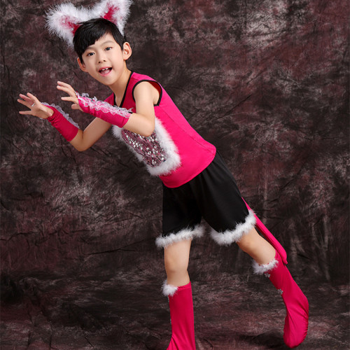 兒童貓咪演出服三衹貓學貓叫波斯貓小貓咪舞蹈服裝幼兒園動物表演