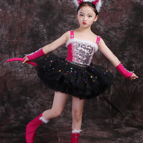 兒童貓咪演出服三衹貓學貓叫波斯貓小貓咪舞蹈服裝幼兒園動物表演