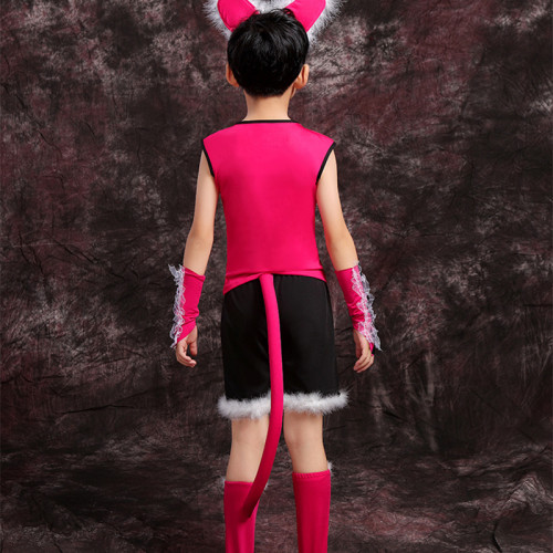 兒童貓咪演出服三衹貓學貓叫波斯貓小貓咪舞蹈服裝幼兒園動物表演