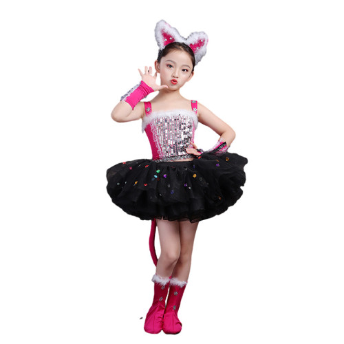 兒童貓咪演出服三衹貓學貓叫波斯貓小貓咪舞蹈服裝幼兒園動物表演