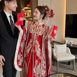 新中式鳳冠霞帔秀禾服女2025年新款結婚禮服中式新娘服龍鳳褂秀禾