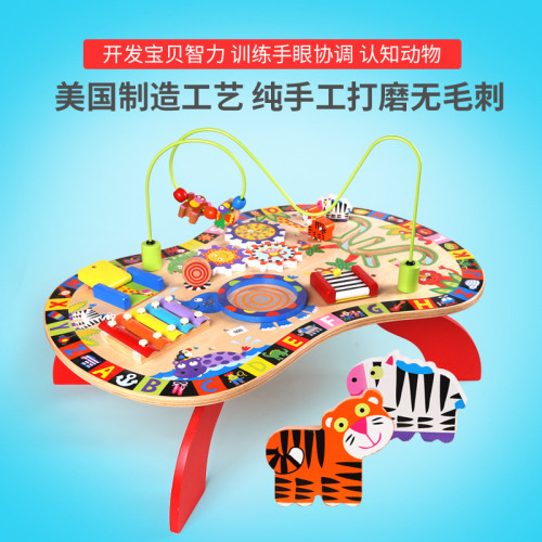 敲琴打鼓組合兒童多功能玩具敲打台木製遊戯桌奧爾夫音樂寶寶樂器
