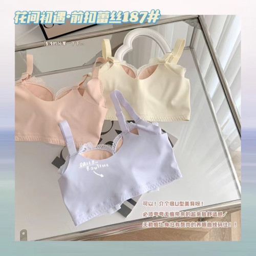 前釦內衣女性感蕾絲網紗收副乳聚攏上托調整型無鋼圈文胸乳罩套裝