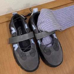 韓版小衆老爹鞋女新款百搭復古瑪麗珍鞋魔術貼機能風芭蕾舞運動鞋